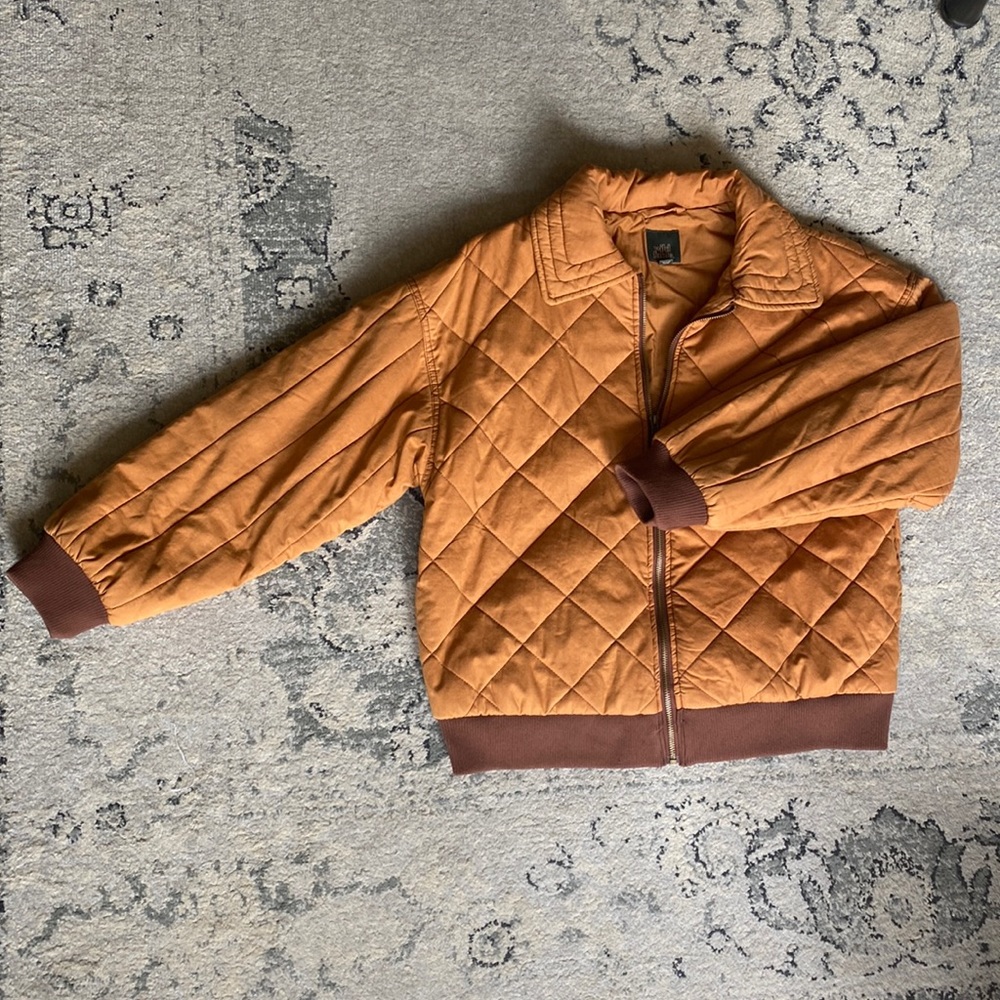 Orange oversized quilted jacket